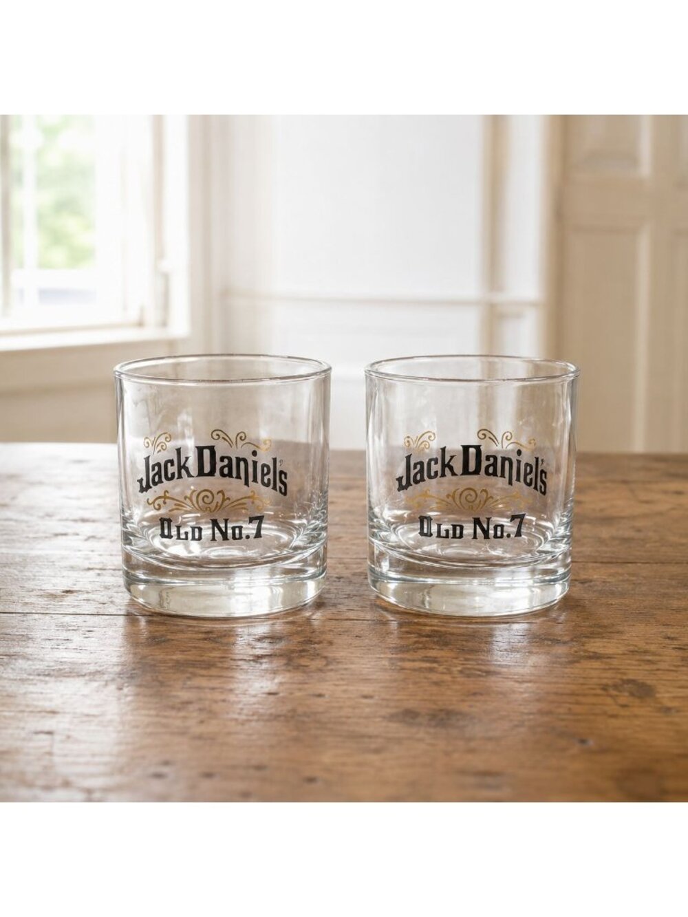 Jack Daniels Old No 7 Whiskey Glasses Set of 2 USA Vintage 3.1"
